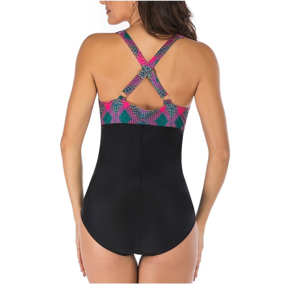 HAIVIDO V Neck One Piece Swimsuits with Ruching,Tummy Control Beach Swimwear Med - Picture 4 of 10
